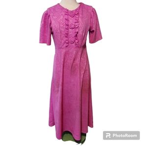 Amish Mennonite Dress M 37" Bust Bib Handmade Modest Plain Paisley Pink …